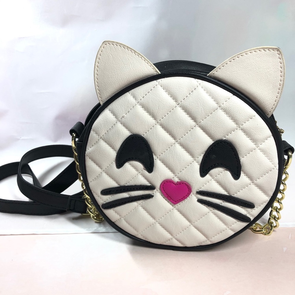 Betsey Johnson White Cat Face Crossbody